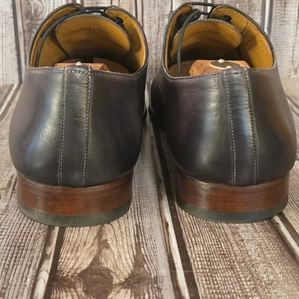 Sz 12 M Mens Magnanni Cruz Wholecut Oxford Brown Burnished Leather Shoes VGUC